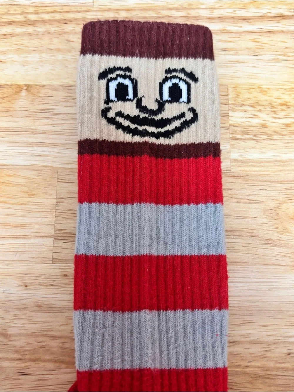 Brutus Buckeye Red & Gray Striped Novelty Crew Socks - Men's